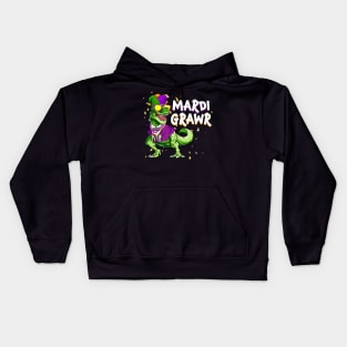 Mardi Grawr T Rex Tshirt Dinosaur Mardi Gras Costume Shirt Kids Hoodie